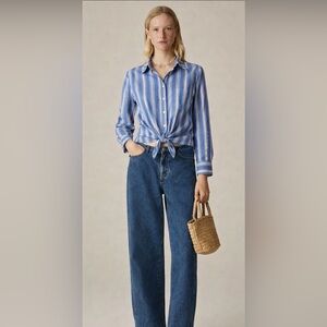 J Crew Cotton Tie Front Button up- M